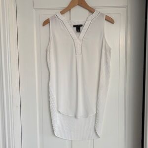 White House Black Market White V-Neck Layered High-Low Camisole Size 4